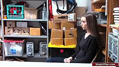 Young beauty gets punished by police officer for shoplifting