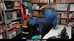 Young teen gets punished in backroom for shoplifting