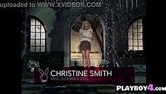 Beautiful big tits milf christine smith strips naked and shows curvy body