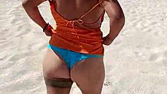 Mexican Woman Exhibits Tits And Ass On Public Beach
