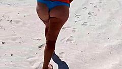 Mexican Woman Exhibits Tits And Ass On Public Beach