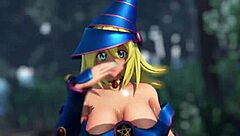 Dark magician girl from Yu-Gi-Oh in hentai action with big tits!