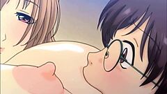 Step-sisters have a hot and steamy bath in this hentai video