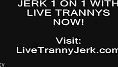 Shemale Cums On Legs And Feet During Webcam Crossdressing Session