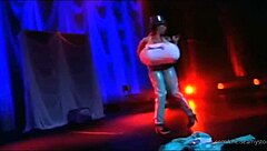 The bustiest stripper ever dances with clothes ripped and huge tits