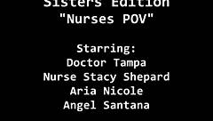 Angel Santana and Aria Nicole in steamy nurse POV scenes
