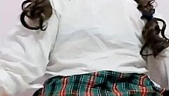 Her wet ass orgasm after school