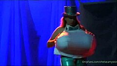 The bustiest stripper ever dances with clothes ripped and huge tits