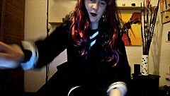 Beautiful woman with perfect body enjoys worship of her feet and vagina by a man