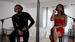 busty asian queen nicole doshi gets intimate with hot guy victor ray during the interview, clothes ripped.