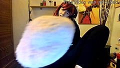 Beautiful woman with perfect body enjoys worship of her feet and vagina by a man
