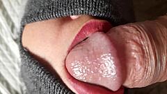 closeup blowjob with big cock pov