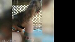 Fucking pierced pussy outside with dildo like a slut.