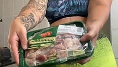 married woman records cooking videos but really wants to show swollen pussy