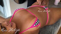 horny masseuse touches pussy