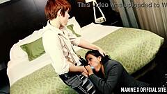 Redhead Lily Cade dominates submissive Maxine in anal sex