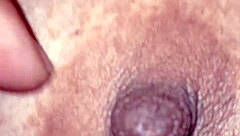 Close up of the big natural boobs of a hot Indian house wife