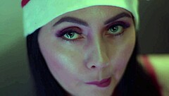 Beautiful whore moans during rough pegging on Christmas