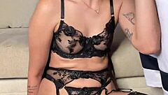 Babe In Garter Belt Gives Deepthroat Blowjob Vertically!