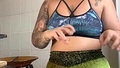 married woman records cooking videos but really wants to show swollen pussy