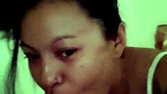 Horny latina milf gives blowjob and swallows cumshot at home 😏