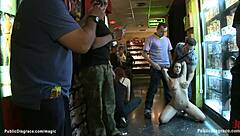 European slut gets humiliated in public in downtown