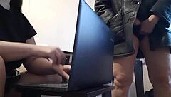 I riskily masturbate near my colleague in the office