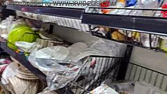 handjob with spit in store, super risky!