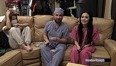 Dr. Tampa's naughty nurse and her pierced nipples