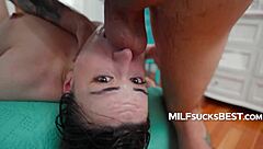 Busty Aviana Violet lets him face fuck and tit fuck her