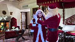 Bold beauties in homemade video Granny Carmen Claus and Elf sucking cock