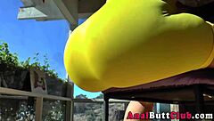Big tits homemade brunette gets her ass gaping with a toy