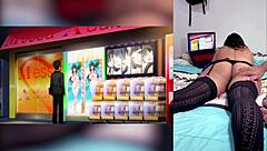 Latina Slut Reacts to Hentai Blowjobs and Shows Big Ass