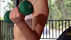 Nude Canadian model Sky Pierce in solo undressing scene