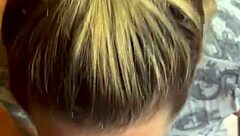 Blonde slut deepthroating cock with sloppy mouthful