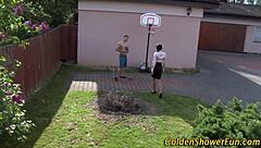 Goldenshower Babe Sucking and Masturbating Fetish