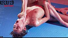 Amirah Adara and her girlfriend have hot oil massage with fingering and cunilingus with anal sex