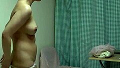 Big-boobed Japanese flight attendant strips and showers