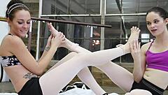 Hot athletic women engage in lesbian sex acts