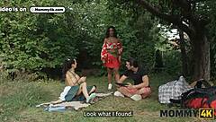 MILF Valentina Sierra's public tit rub and clit tease