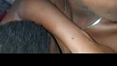 Pretty ebony amateur gets her tits sucked and fingered by drummer boy during masturbation