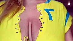 Getting ready with big natural tits