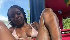Beautiful Jamaican women show off their curvaceous bodies in public