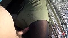 Grinding and fucking with an Asian slut in pantyhose
