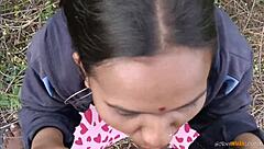 Horny Indian housewife gets wild in jungle blowjob scene