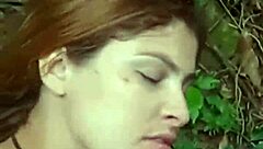 Teasing blowjob on big cock in the forest leads to cum on tits.