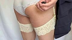 Cross dressing sailor in sexy lingerie and butt plug, panty sniffing amateur fun