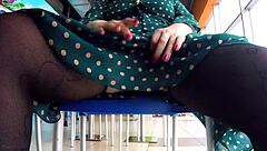 BBW milf flashes big boobs in mall then rides cock