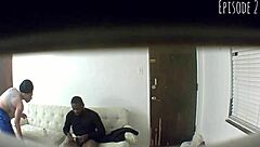 Secretly shot video of a black beauty giving a blowjob and getting cum on her face