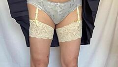Cross dressing sailor in sexy lingerie and butt plug, panty sniffing amateur fun